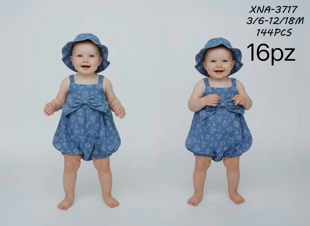 Completo Estivo Neonata 2 Pezzi: Pagliaccetto a Fiori con Cappellino Coordinato